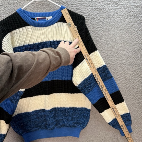 Vintage Sweater Graphix Sweater Adult Medium Multicolor Striped Knit Grandpa 90s - Picture 5 of 9